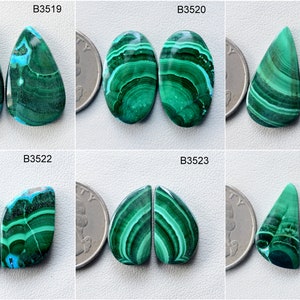 Natural Malachite chrysocolla gemstone Matched pair, Gemstone Pair, loose semi precious gemstone