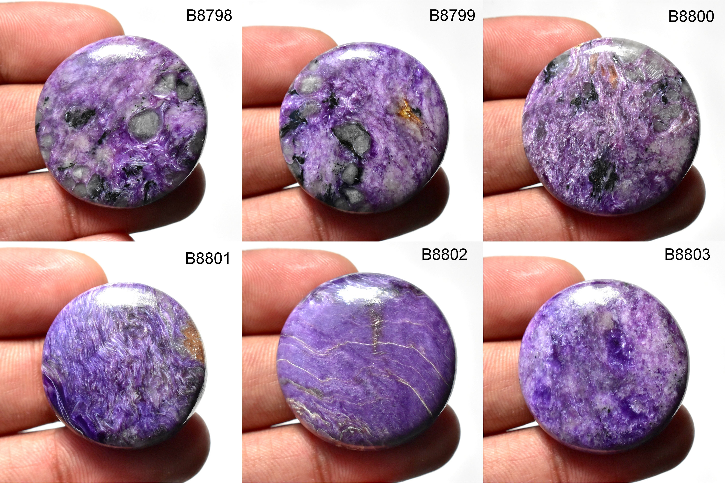 希少なAAA天然チャロアイトカボション、手磨き、高品質チャロアイト