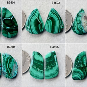 Natural Malachite chrysocolla gemstone Matched pair, Gemstone Pair, loose semi precious gemstone