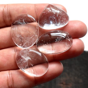 4 Pcs Natural Clear Crystal Quartz cabochon gemstone, loose cabochon, hand polished, wire wrapping cabochon C87