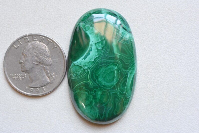 green gemstone 44x26x4 Natural Malachite loose cabochon Flat back cabochon #G9304 hand polished