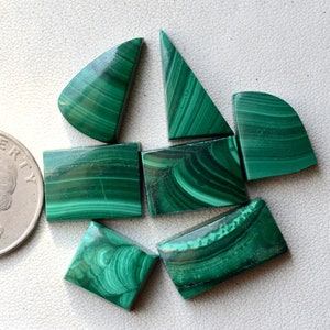 7 pcs. Malachite cabochon, Designer malachite gemstone, cabochon gemstone, hand polished #B-4658