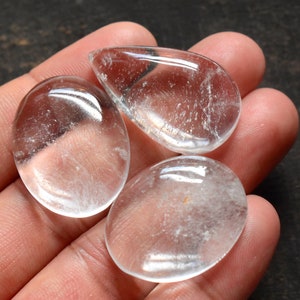 3 Pcs Natural Clear Crystal Quartz cabochon gemstone, loose cabochon, hand polished, wire wrapping cabochon C85