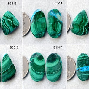Natural Malachite chrysocolla gemstone Matched pair, Gemstone Pair, loose semi precious gemstone