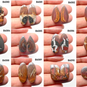 Black Septarian Pair, Semi Precious loose cabochon, Earring making gemstone, Cabochon Gemstone