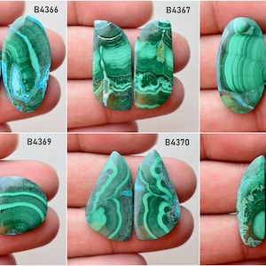 Natural Malachite chrysocolla gemstone Matched pair, Gemstone Pair, loose semi precious gemstone