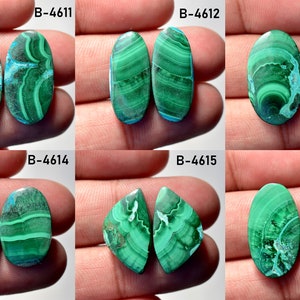Natural Malachite chrysocolla gemstone Matched pair, Gemstone Pair, loose semi precious gemstone