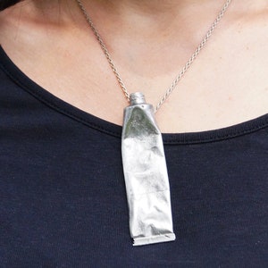 Pewter Paint Tube Pendant No. 1. Artist's Gift Cast Pewter Necklace Jewellery Wearable Sculpture image 7