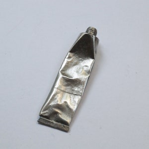 Pewter Paint Tube Pendant No. 1. Artist's Gift Cast Pewter Necklace Jewellery Wearable Sculpture image 3