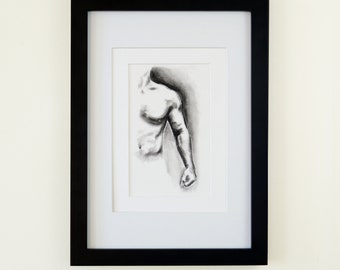 Muscle Study 6• charcoal drawing • male figure • representational • home decor • original artwork • contemporary art • housewarming gift •