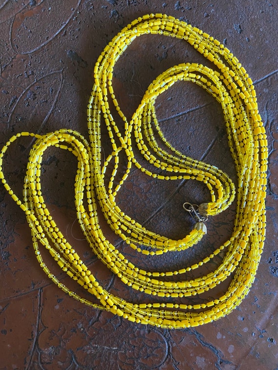 Yellow 1960’s Beaded Necklace - image 1