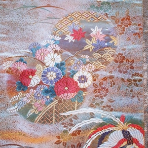Vintage Japanese Obi Silk Fabric - panel