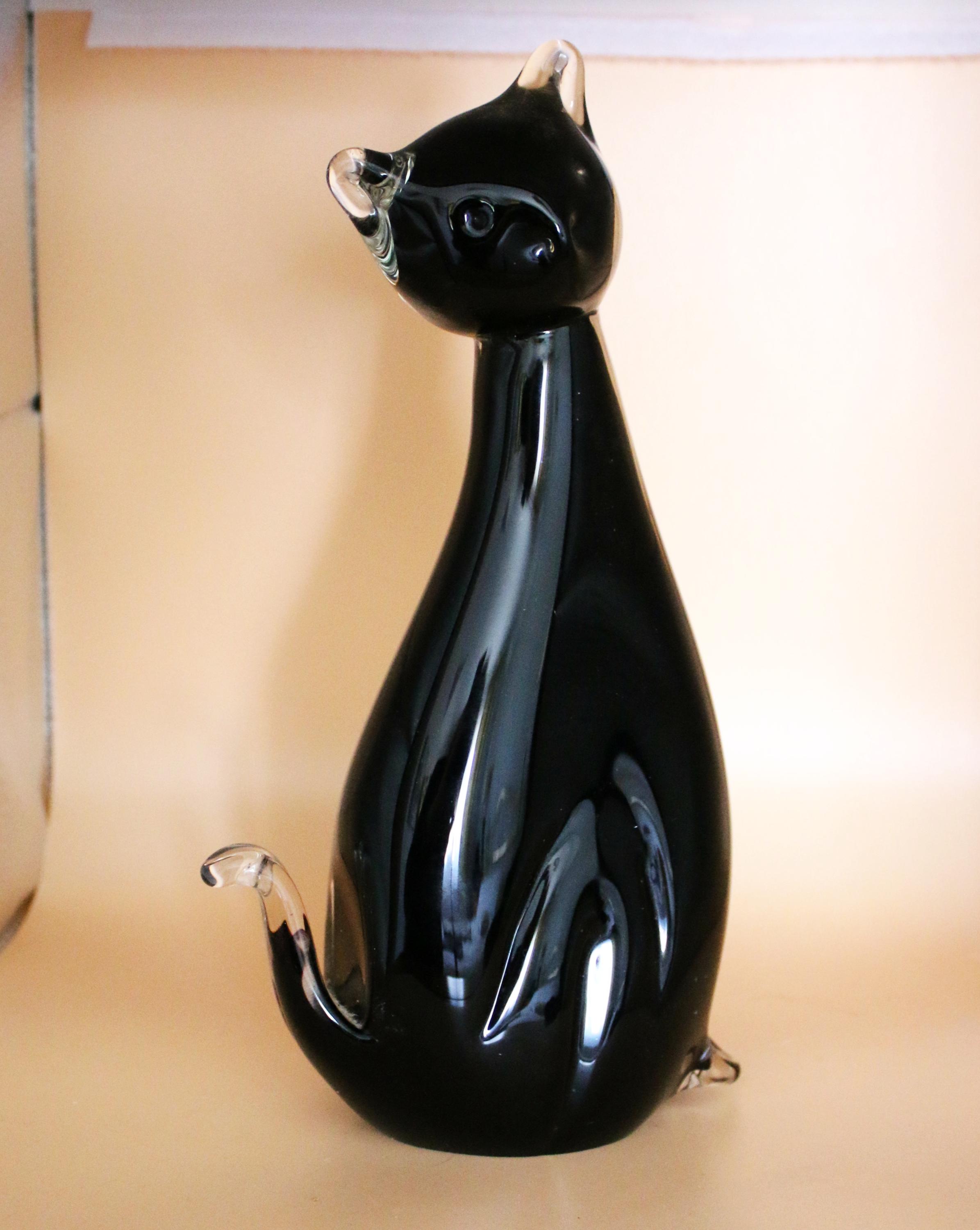 ヴィンテージ ムラーノガラスの黒猫 - Etsy 日本