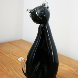 Vintage Murano Glass Black Cat