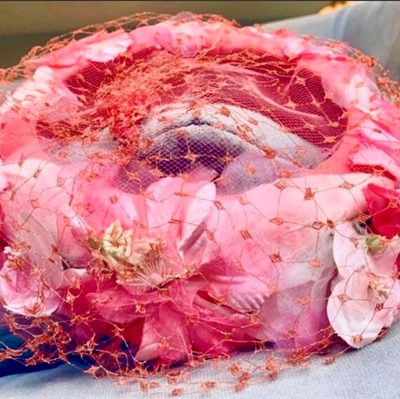 Vintage MCM Dusty Rose Pink Pillbox Hat