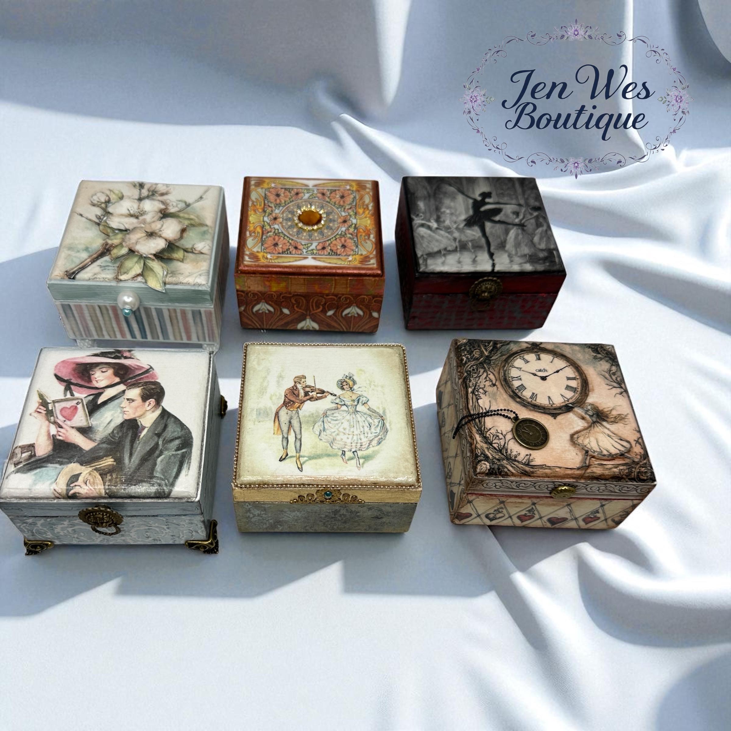 Decoupage Small Wooden Jewelry Box: Handmade Keepsake Box - Etsy