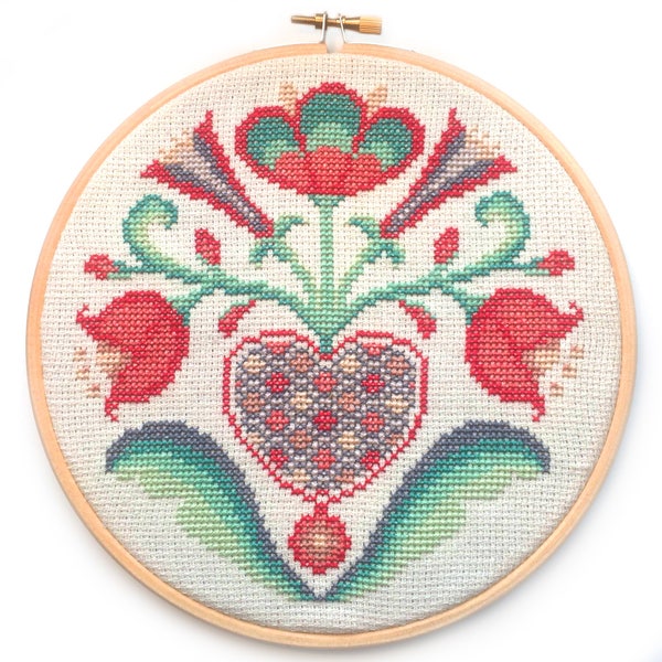 Kurbits Heart Cross stitch pattern Instant download