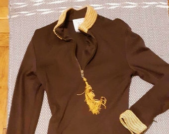 Vestido MOSCHINO Vintage Rare Marrón, Borla y Cordón S/M Años 90
