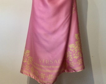 Versace Vintage Pink Silk Scarf Carré
