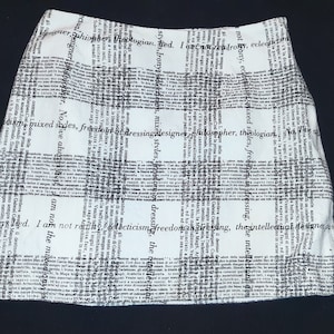 MOSCHINO Vintage Very Rare book text print mini skirt, XS XXS 1990s