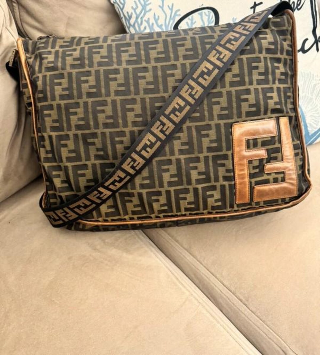 Fendi Vintage FF Zucca Logo Large Crossbody Messenger Bag Etsy