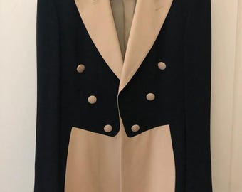 Iconic Moschino Couture Vintage Black & Ivory Harlequin Tuxedo Style Jacket