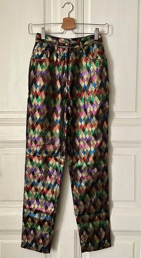 MOSCHINO Vintage metallic 80s 90s harlequin pants 