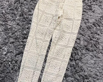Moschino Vintage 1990s Cream Crochet Lace High Waisted Sheer Jeans
