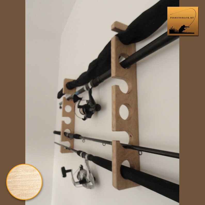 Range Canne à Pêche Maison Bois naturel / Support de canne à pêche / Rack / Mur monté | Etsy