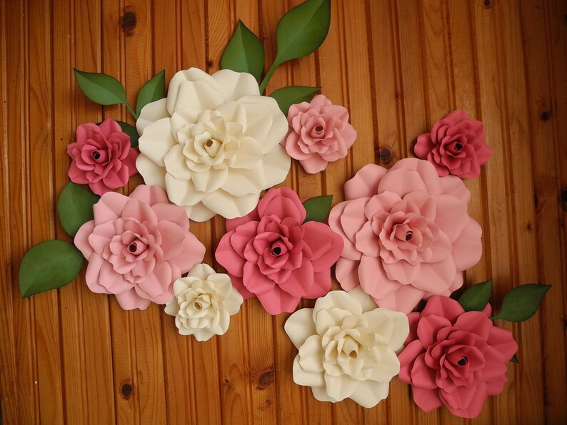 bridal flower backdrop wall flowers Nursery Paper Flower Set of 10 Large Flowers wedding baby shower