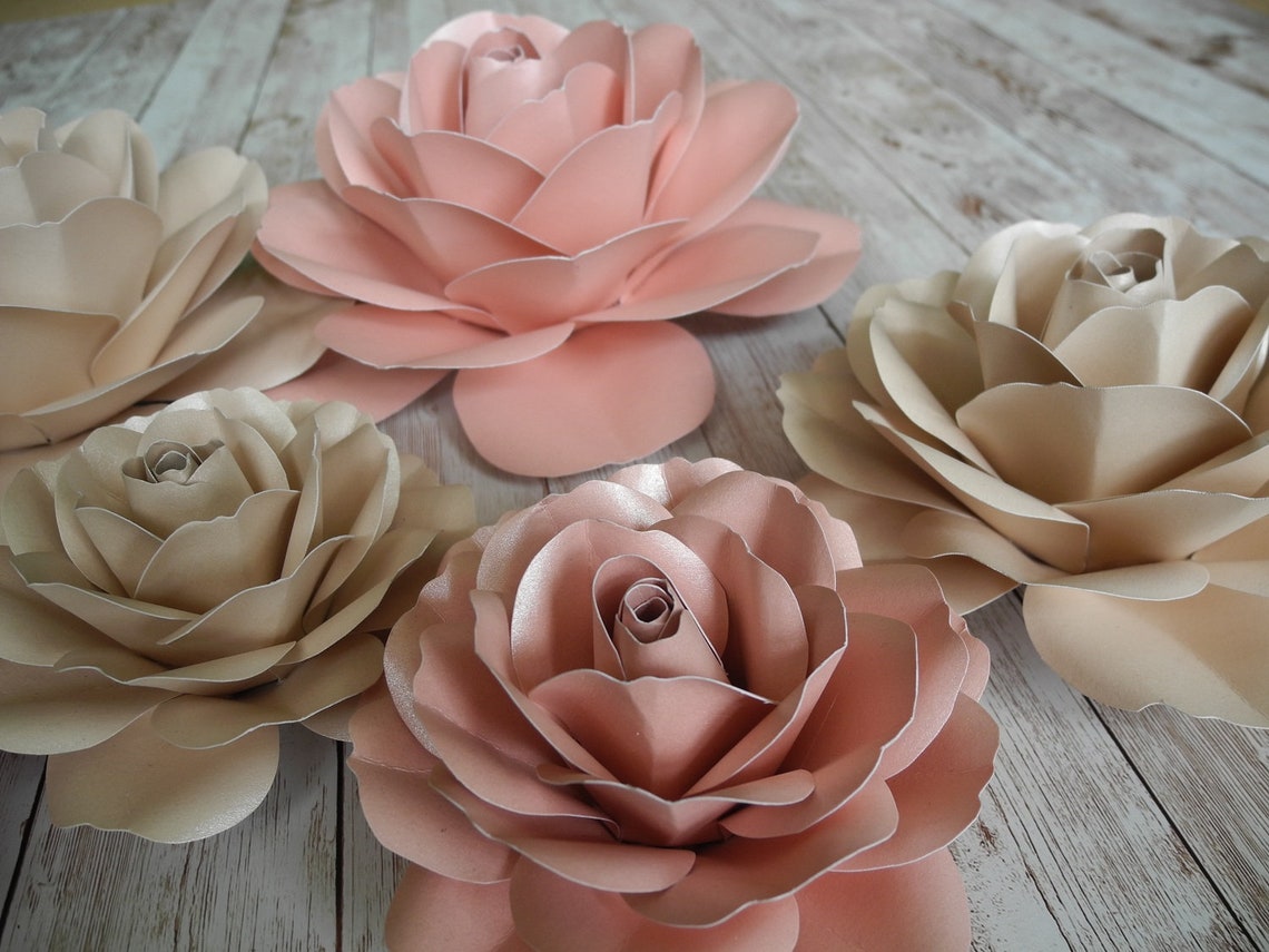 Pearl paper flowers Set of 7 Piece 3D Paper Flowers baby Etsy
