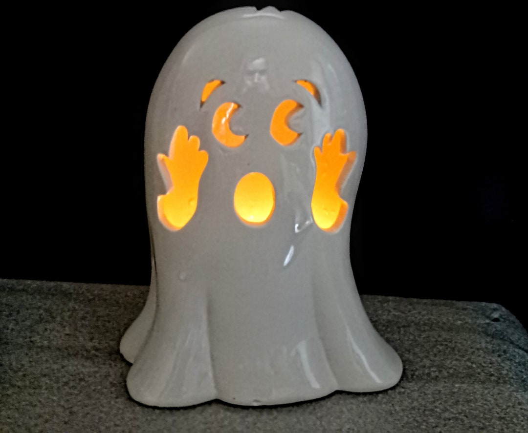 Large Vintage Halloween Ghost Candle Holder Ceramic Swedish Etsy