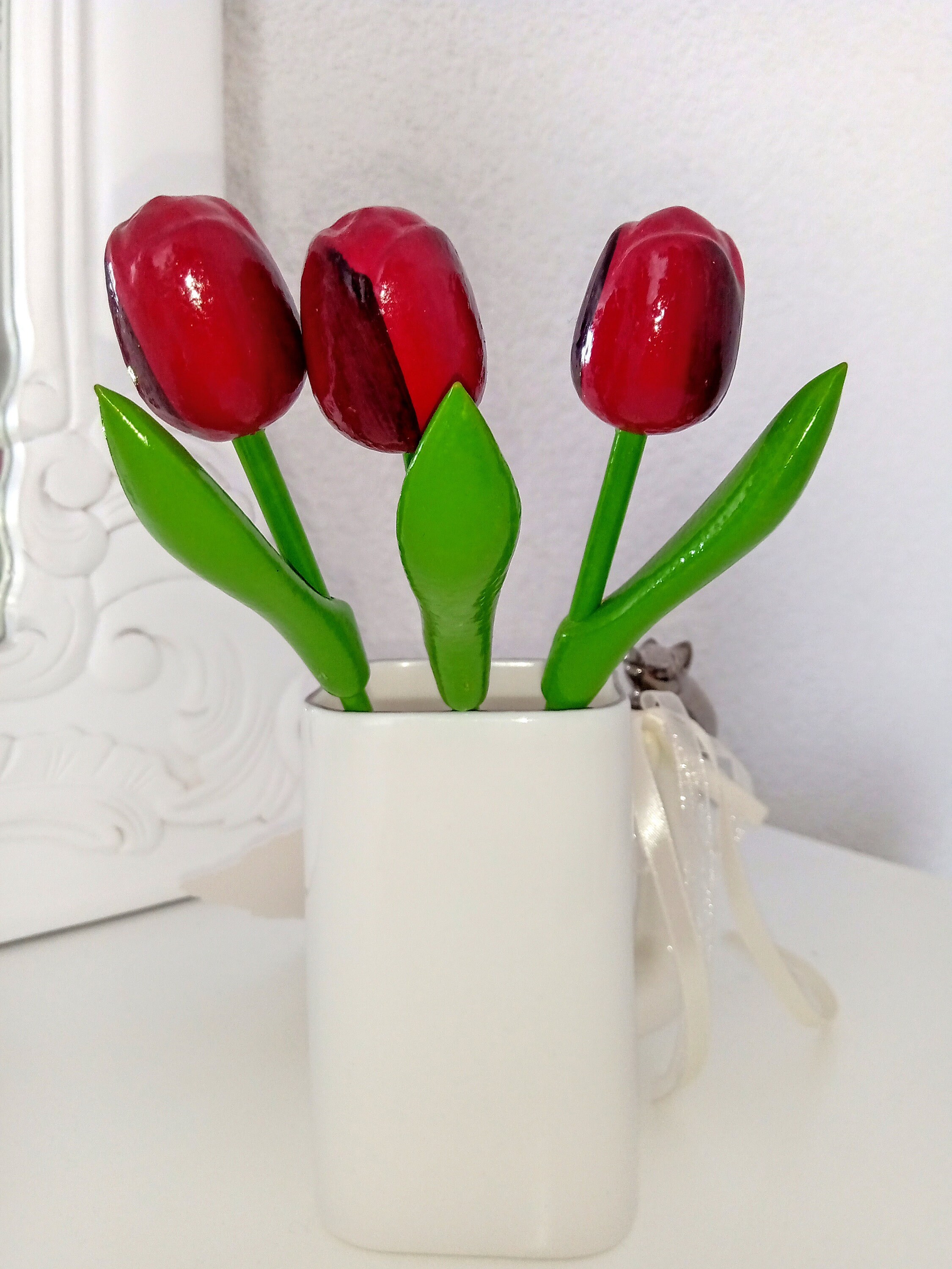 3x Wood Small Tulips Dutch Wooden Tulips 7.9'' 20cm Etsy