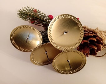 4x Adventskranz Kerzenhalter Gold Weihnachten Kerzenhalter Durchmesser 6,3 cm Vintage Skandinavisch Messing Wunderschöner Kranz DIY Geschenk Mutter