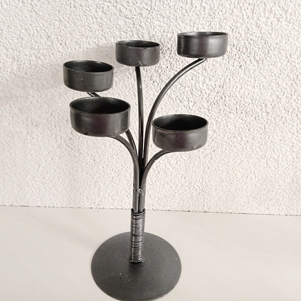 Unique Scandinavian silver for 5 candles Vintage Swedish Sweden Wedding table decor Antique decoration Candelabra Tealight candles 5 arm