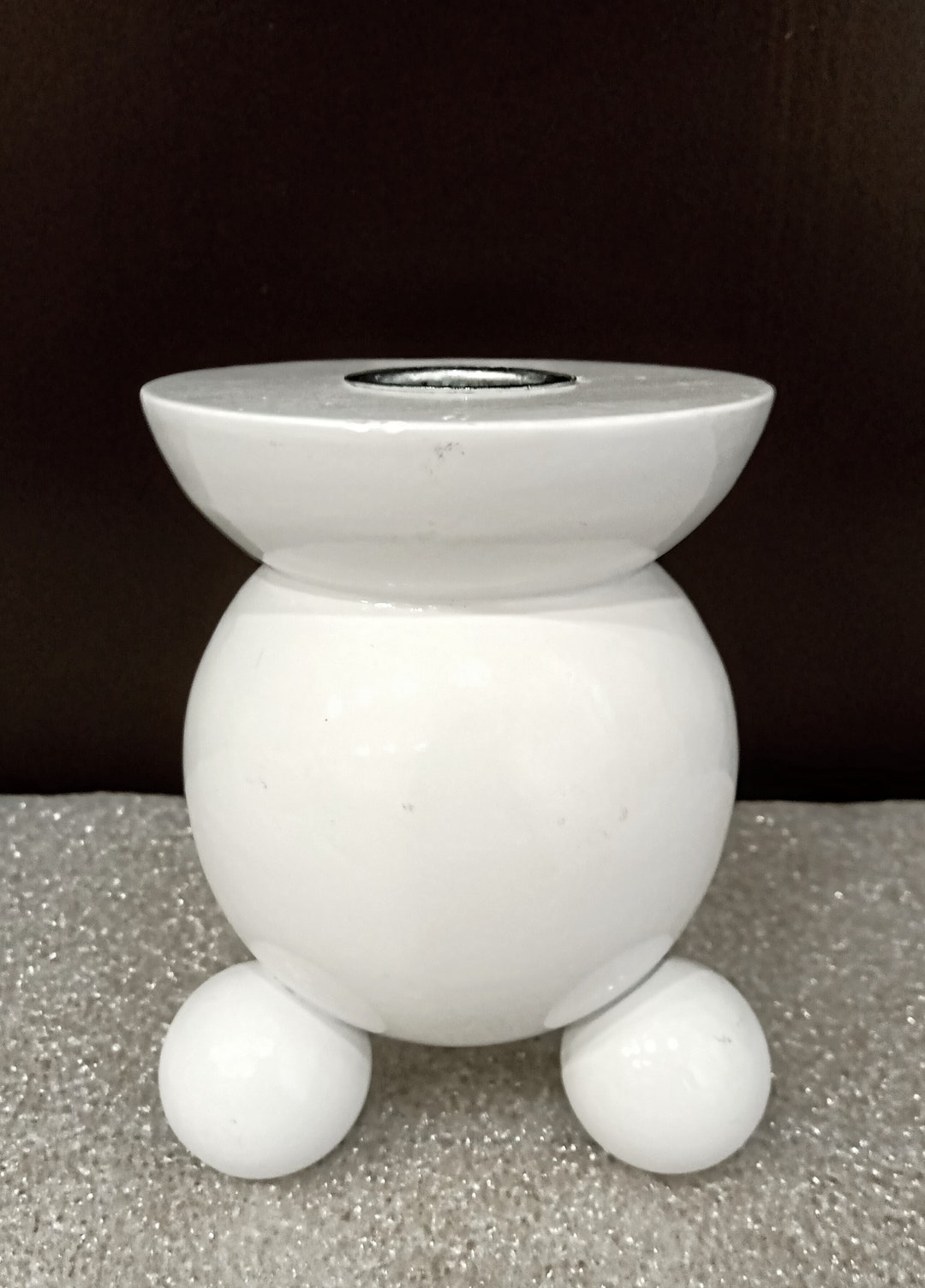 Vintage Cute White Wood Candle Holder Sweden Scandinavian Wooden