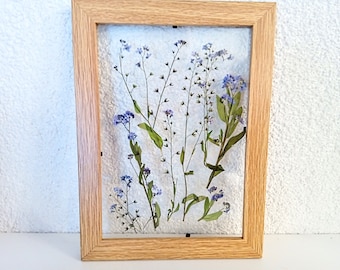 Pressed flower Forget me not frame glass hangings, forget me not Home decor dried flowers Mothers day gift Preserve flowers Gift for Her