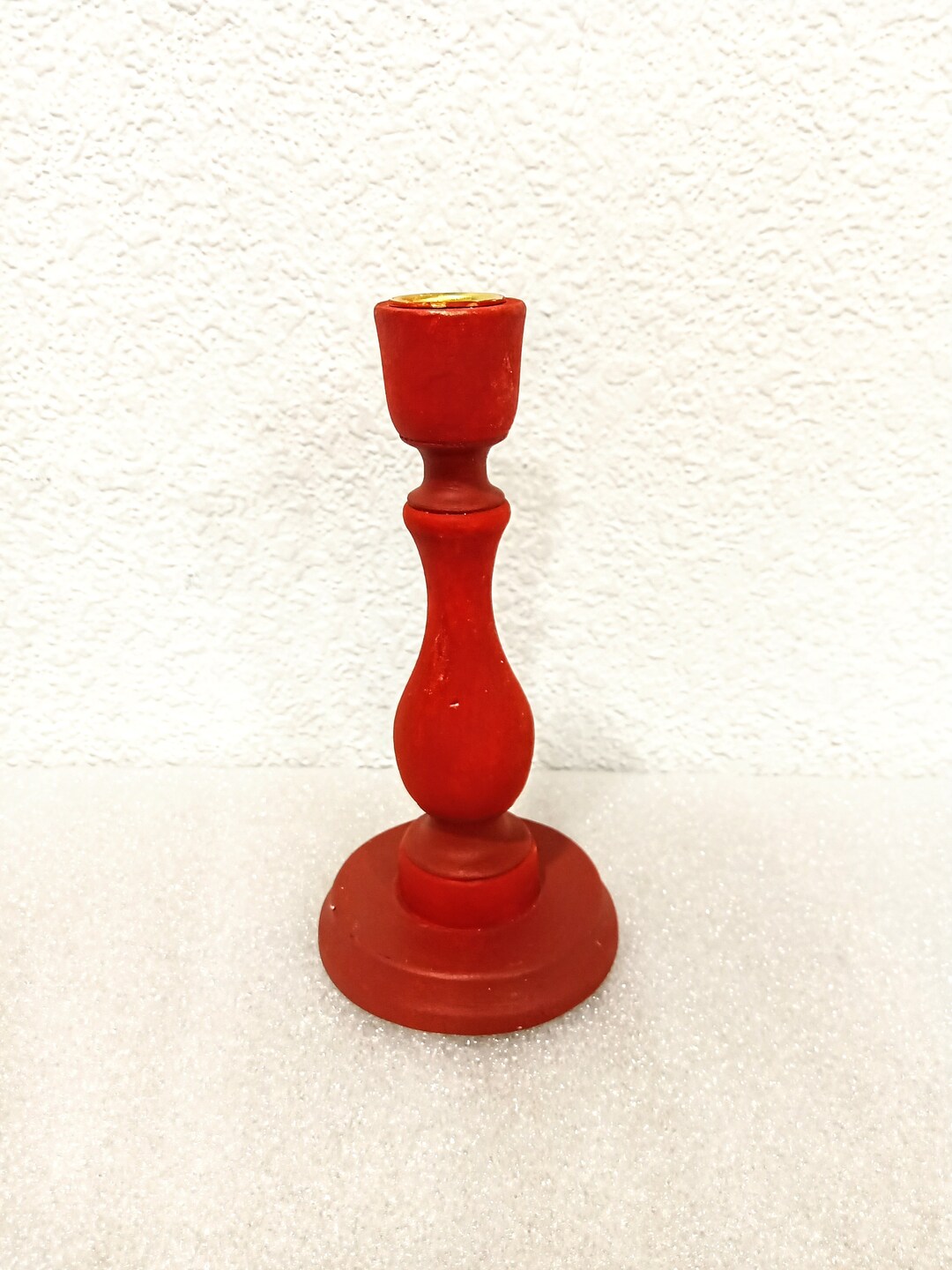 Vintage Swedish Wooden Candelabra Red Wood Candle Holder Etsy