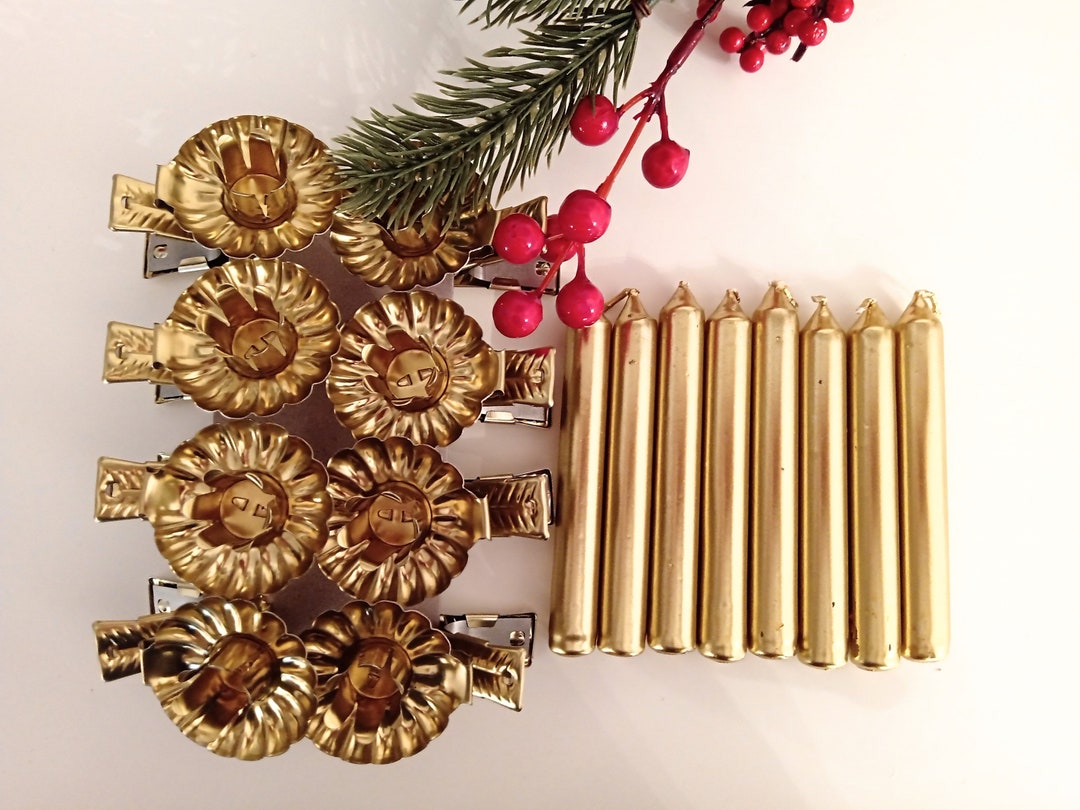 SET of 8x Gold Christmas Tree Candle Clips 8x Christmas Tree Etsy Finland