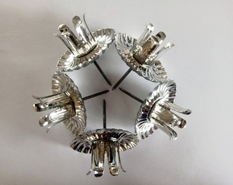 5er Set Adventskranz Kerzenhalter Silber Weihnachtskerzenhalter für Adventskranz Kerzenleuchter Vintage Skandinavisch Schwedisch Geschenk Schweden