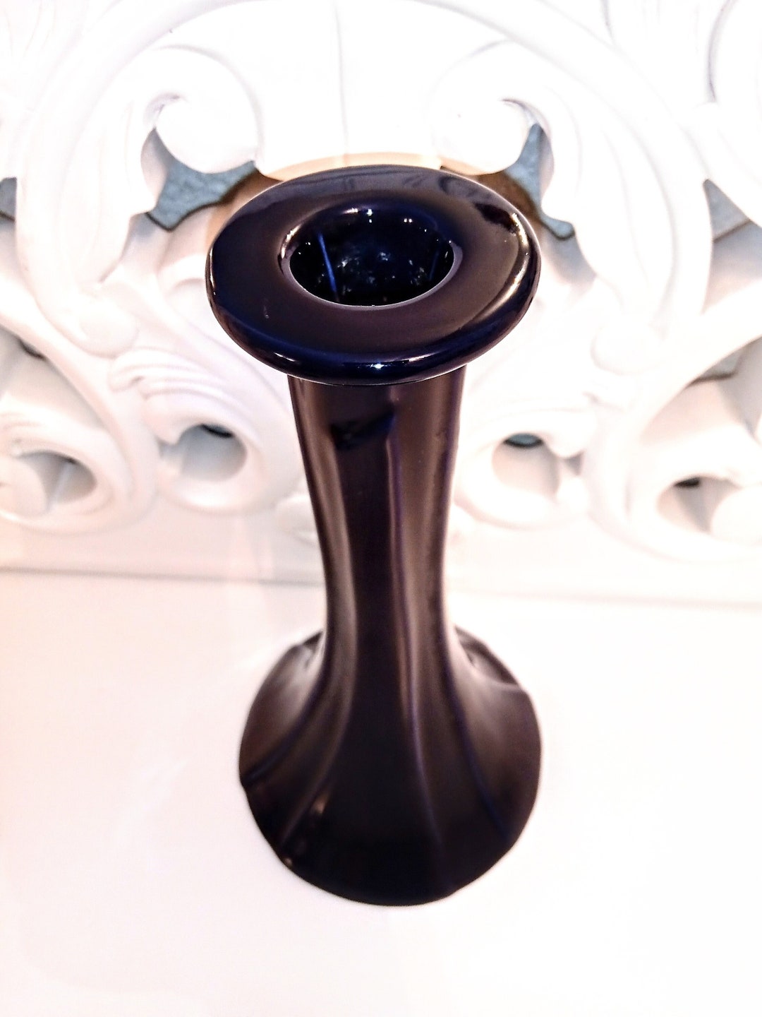 1970 Dark Blue Vintage Candle Holder Candlestick Candelabra Etsy