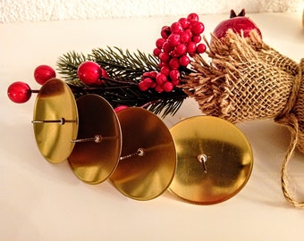 4xGold Weihnachts Kerzenhalter für Adventskranz Vintage Kerzenständer Europäisch Weihnachten Adventskranz Landhaus Cottagecore Geschenk