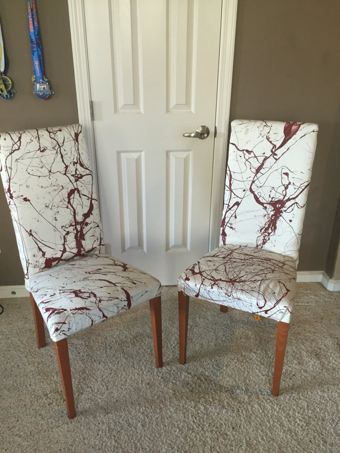 Bloodsplatter High Back Chair.custom Fabrichandmade Pattern.unique