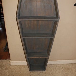 Custom Rustic Handmade Horror Coffin Shelf / Bookshelf / DVD case