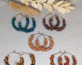 Beaded Hoop Earrings gift ideas boho earrings minimalist jewellery colourful hoops statement earrings fashion earrings