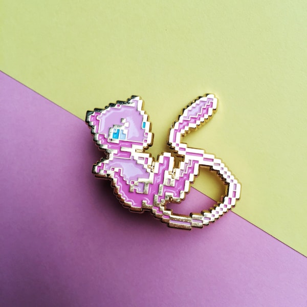 8bit Mew Enamel Pin - Soft Enamel - Gold