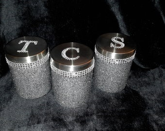 sparkly tea coffee sugar canisters