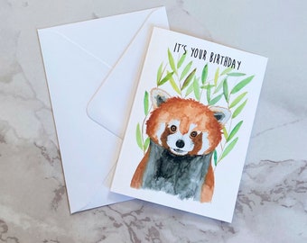 Red Panda Birthday Card, Red Panda card, Red Panda Birthday card, Bamboo Card, It's your birthday card, Endangered animal card