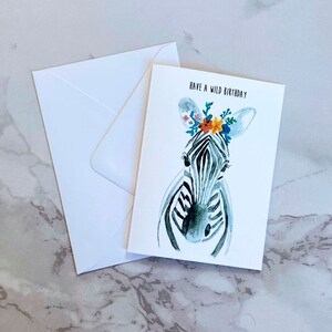 Zebra Birthday Card, Personalised card,  Wild Animal Birthday card, Birthday Card, Animal Birthday Card, Zebra Card, Card for girlfriend