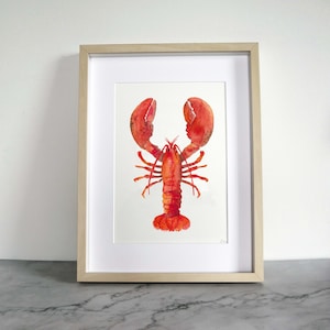 Lobster Watercolor Print: Sea Creature Kitchen Art